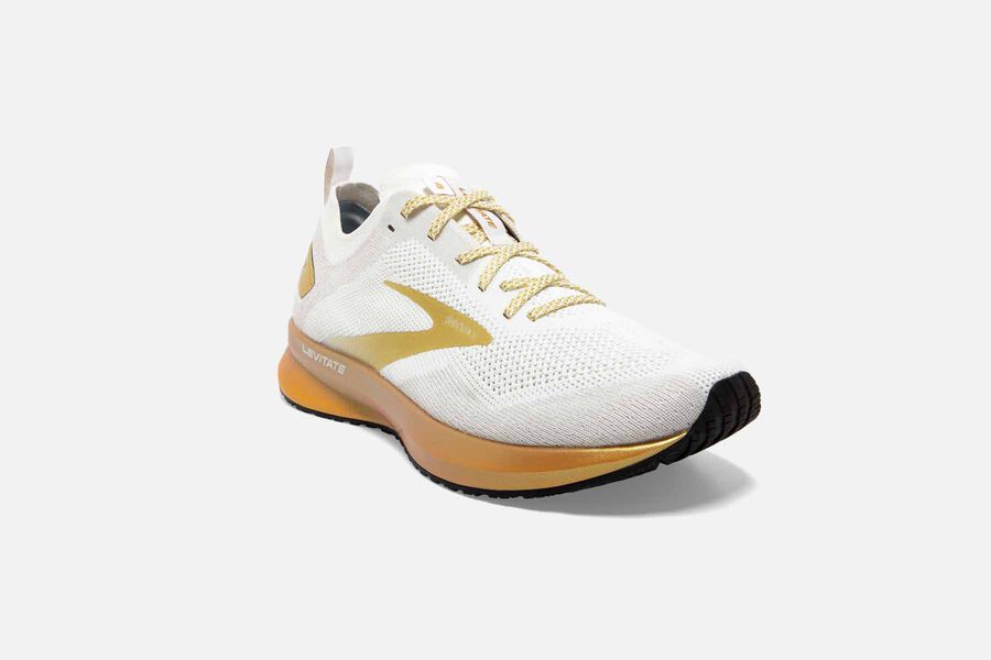 Brooks Levitate 4 Road Running Shoes - Womens - White/Gold - IE2789645